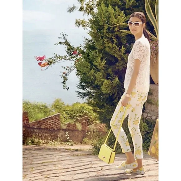 Kate Spade Brooke Street Capri Lemon Pants EUC - Picture 2 of 16